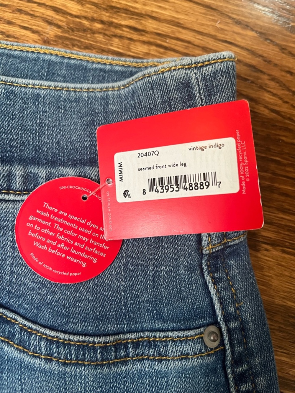SPANX Blue Wide-Leg High-Rise Jeans Petite Medium - Picture 4 of 8